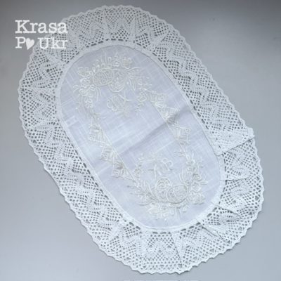 Вишитий рушник на великодній кошик молочним по білому купити Krasa Po Ukr