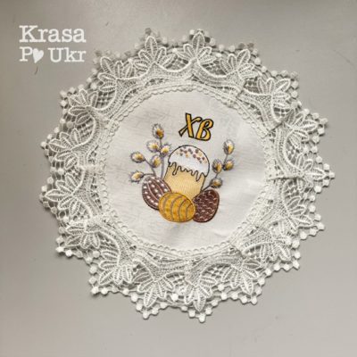 Серветка на дитячий кошик з мереживом 30 см купити недорого Krasa Po Ukr