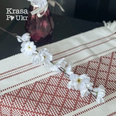 Штучна гілка 38 см яблучного цвіту для флористики, білий