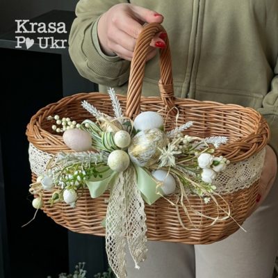 Кошик до Пасхи з дизайном від майстерні декору Krasa Po Ukr купити Франківськ