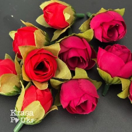 Міні-бутон троянди 3 cм - червона або бордова