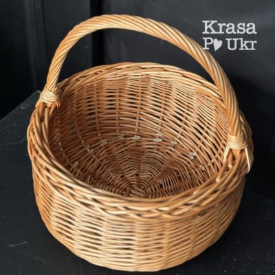 Великодній кошик круглий з натуральної лози 30 см (без декору)