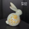 Керамічна фігурка 15 cм з лед світлом в середині ЗАЙЧИК з квітковим візерунком