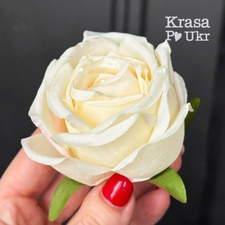 #8146-8 Штучна голівка троянди 7 см - жовтяво-кремова