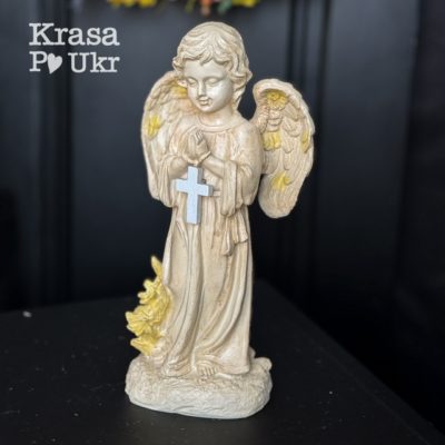 Ритуальна фігурка ангела 30 см з LED- хрестом (бетонна)