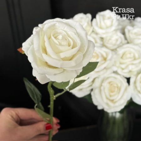 #571 Біла оксамитова троянда 50 см, 1 шт, 10 шт, 50 шт