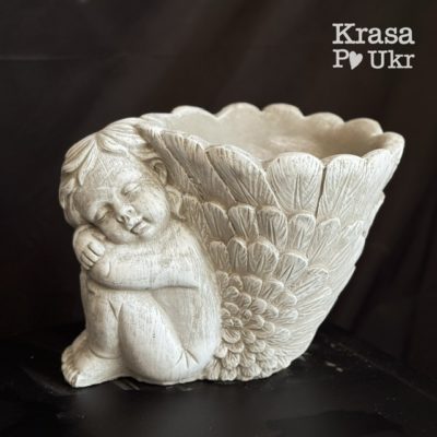 Бетонне кашпо з ангеликом на цвинтар