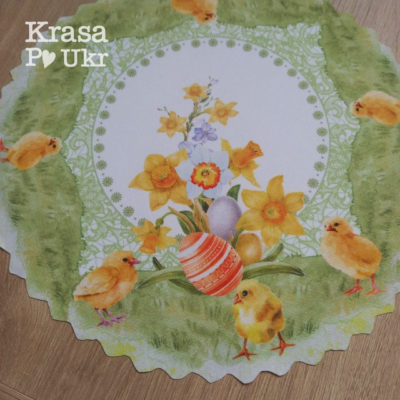 Бюджетна дитяча серветка на великодній кошик з курчатами