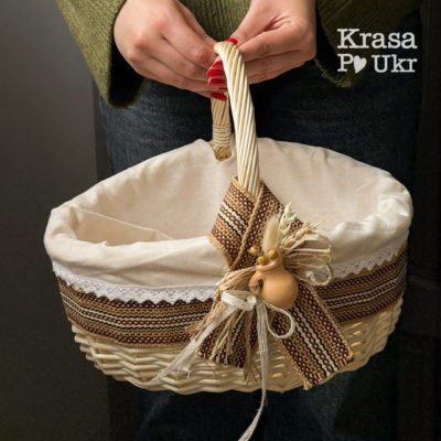 Спасівський кошик з чохлом, крайкою та етно декором