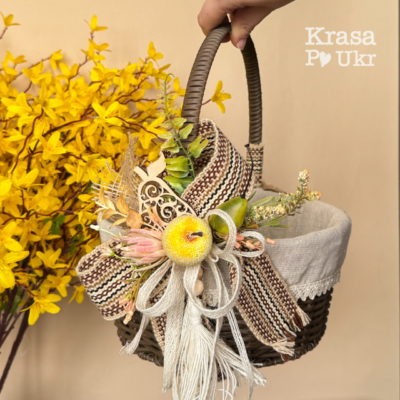 Спасівська корзинка 25 см кольору шоколад з чохлом