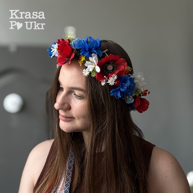 Вінок на голову з великих польових квітів, дизайн “польова німфа” №1 5