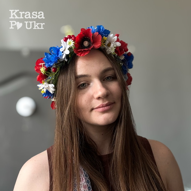 Вінок на голову з великих польових квітів, дизайн “польова німфа” №1 4