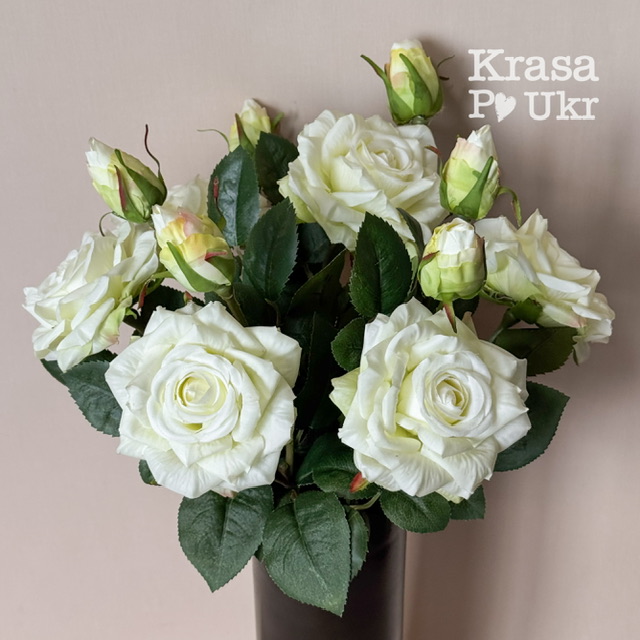 Латексна біла троянда для флористики та декору (1 шт) 3 Букет из латексных белых роз для кладбища