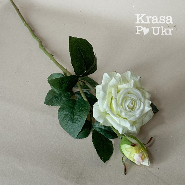 Латексна біла троянда для флористики та декору (1 шт) 2