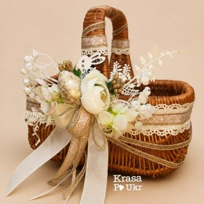 Великодня дитяча корзинка з декором, модель “голендер” – 20 см