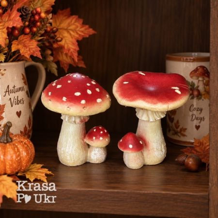 Садовая фигурка мухомор 17 см для декора сада