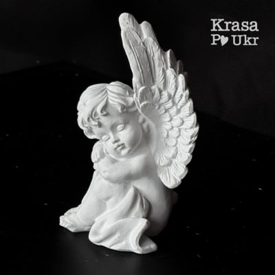 Белая керамическая статуэтка ангела с крыльями 12 см