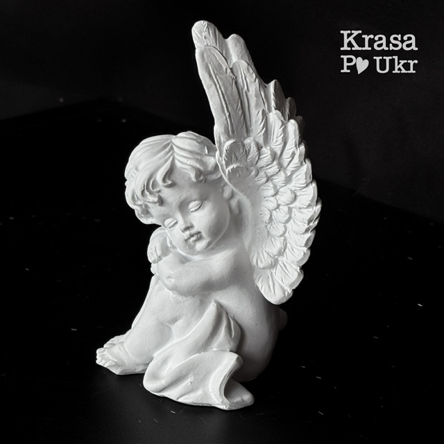 Статуетка «Ангел з крилами» з кераміки, 12 см 1 Белая керамическая статуэтка ангела с крыльями 12 см