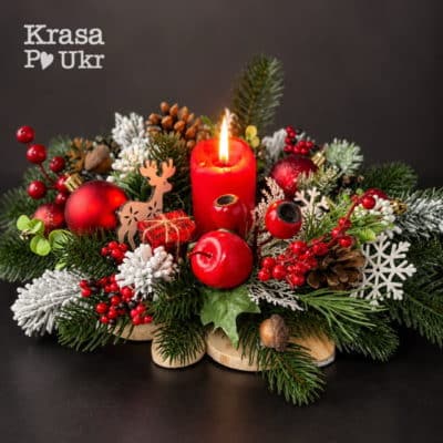Home 3 Підсвічник ЯГІДНИЙ 40 cм, колекція “Різдвяна класика”